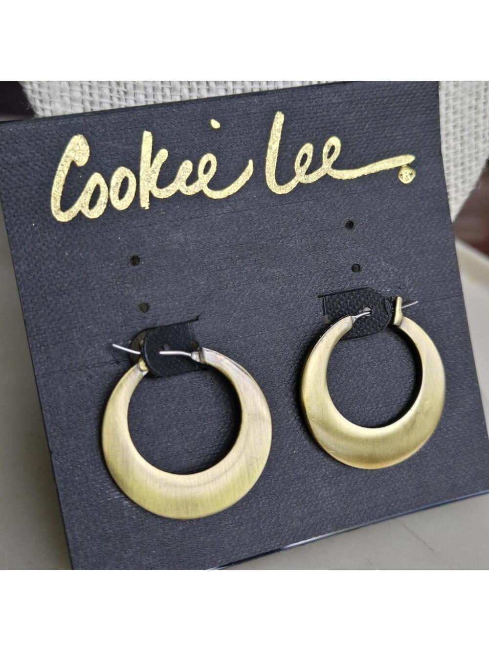 Cookie Lee Gold Tone Circle Earrings NWT